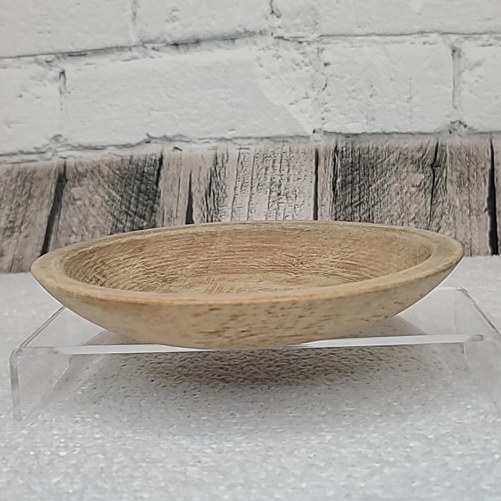 Vintage Farmhouse Mid Century Modern Wooden Small Hand Carved Dough/Salad Bowl